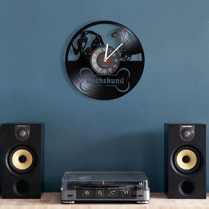 Dachshund Dog Wall Clock made from Vinyl Record