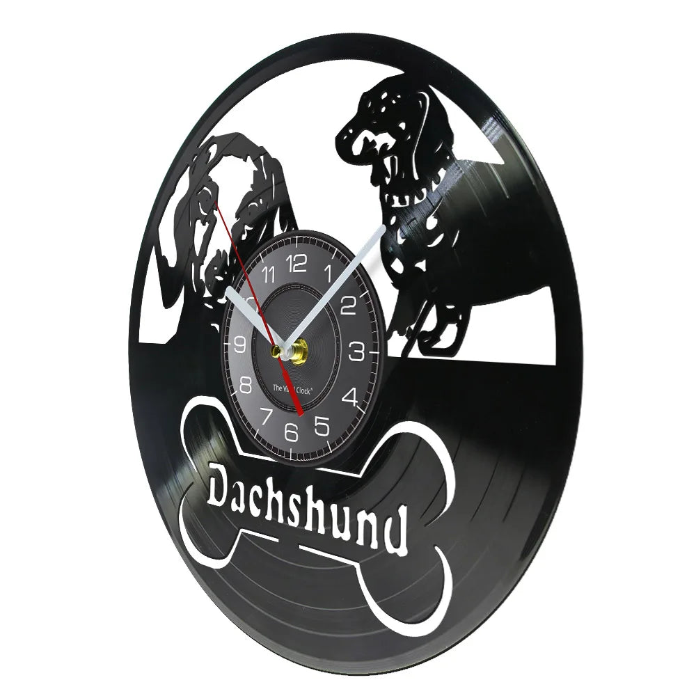 Dachshund Dog Wall Clock made from Vinyl Record