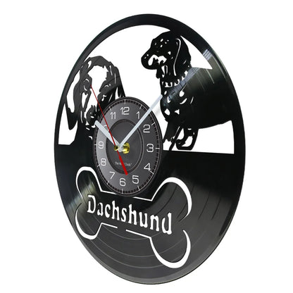 Dachshund Dog Wall Clock made from Vinyl Record
