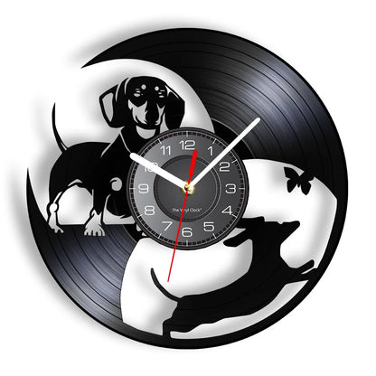 Dachshund Dog Wall Clock made from Vinyl Record