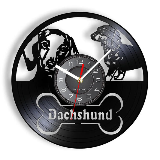 Dachshund Dog Wall Clock made from Vinyl Record