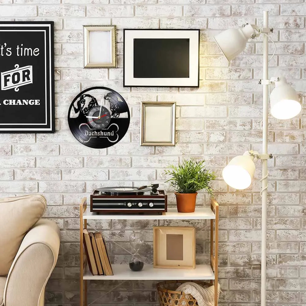 Dachshund Dog Wall Clock made from Vinyl Record