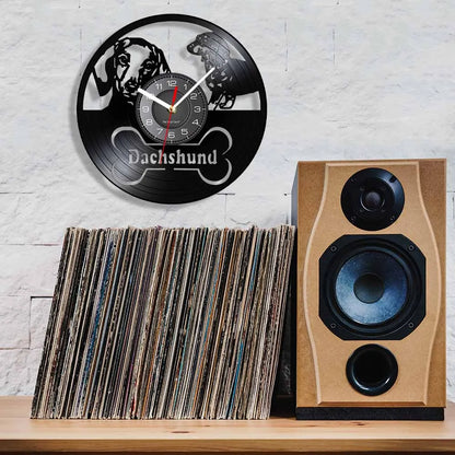Dachshund Dog Wall Clock made from Vinyl Record